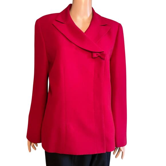 Kasper A.S.L. Brick Red Blazer 14 Bow Detail Career Academia Old Money Luxe Glam - Picture 1 of 8